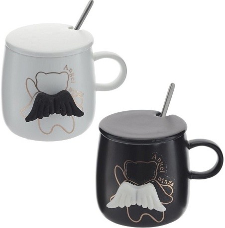 Кружка с крышкой и ложкой 450 мл., 13х11х9,5 см 785230