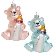 Игрушка ёлочная "Медвежонок с бутылочкой",стекло,11см GLT905