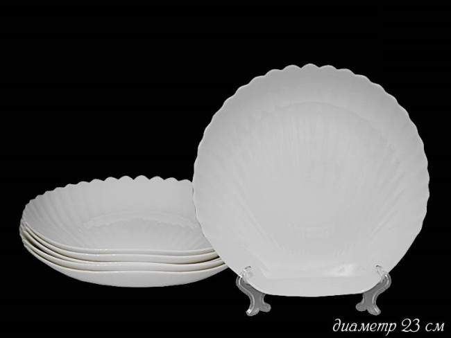 Набор глубоких тарелок РАКУШКА 116-095 6 пр 23см опаловое стекло