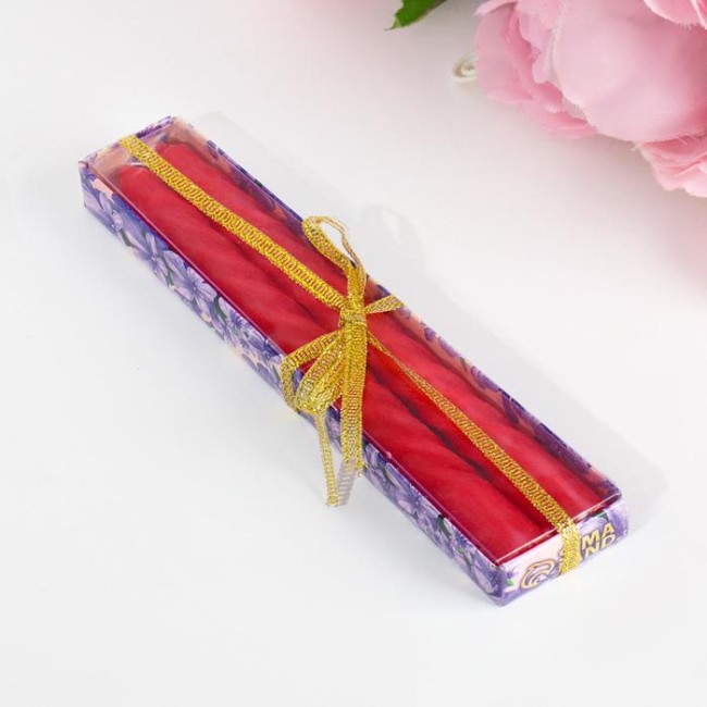 Свечи восковые витые (набор 2 шт), аромат роза 403623