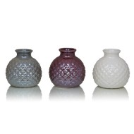 Вазочка Mirra, асс.из 3-х шт: бордовый, белый, серый, керамика,10х10 см 375288