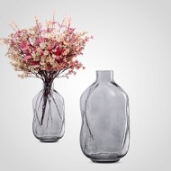 Серая овальная ваза с узким горлом М 31652