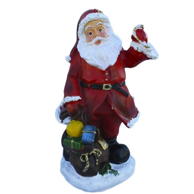 Дед мороз с птичкой и мешком маленький  Н-20см НФ214