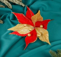 Декор "Зимний цветок" 21х25 см, шарики, красный 3535547