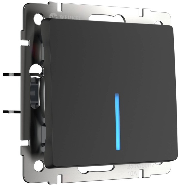 Выключатель одноклавишный с подсветкой черный W1110108