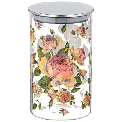 ЕМКОСТЬ ДЛЯ СЫПУЧИХ "ВИНТАЖ. ПИОНЫ" , 1200 МЛ БОРОСИЛИКАТНОЕ СТЕКЛО 10*18 СМ 887-146