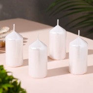 Набор свечей "Столбик", 4 штуки, перламутровый 7х3,8см 2383824