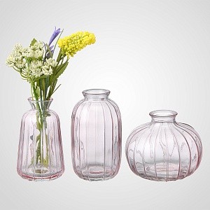 Вазы набор из трех розовые 00364