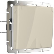 Розетка влагозащ. с зазем. с защит. крышкой и шторками слоновая кость W1171203