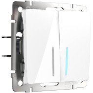 Выключатель двухклавишный с подсветкой белый W1120101