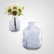 Голубая овальная ваза с узким горлом S 31648