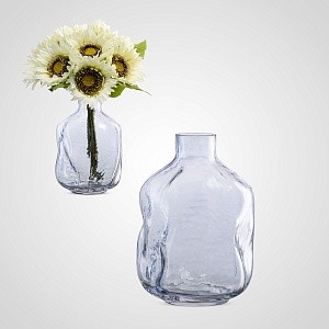 Голубая овальная ваза с узким горлом S 31648