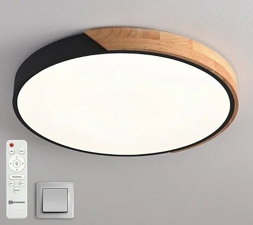 Управляемая люстра светодиодная SOLEIN wood 75W R-RC-520x50-BLACK/WOOD/WHITE-220-IP20