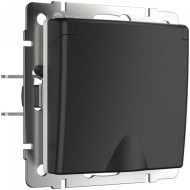 Розетка влагозащ. с зазем. с защит. крышкой и шторками черный матовый W1171208