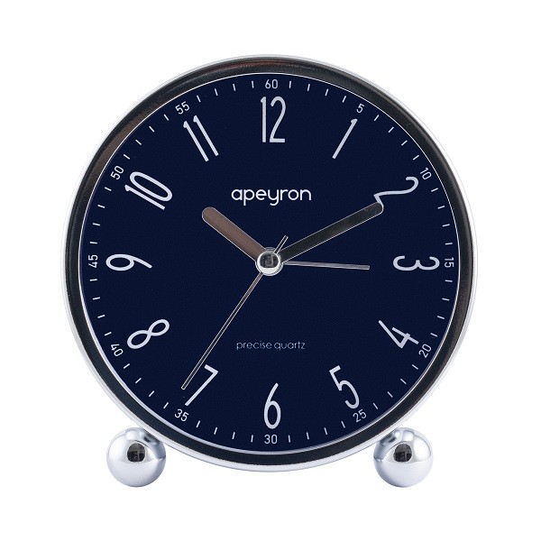 Часы-будильник MLT2207-519-4 круг d115x55 хром металл плавный ход подсвет