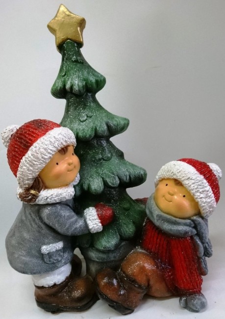 Дети играют у елки НФ334 Н-52см