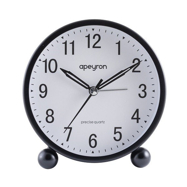 Часы-будильник MLT2207-510-2 круг d115x55 черн металл плавный ход подсвет