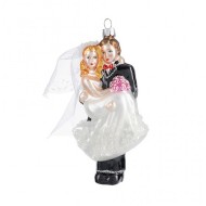 Игрушка ёлочная "Молодожены", стекло, 14см GLT566