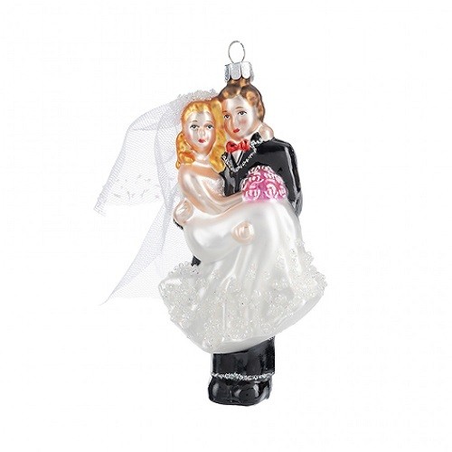 Игрушка ёлочная "Молодожены", стекло, 14см GLT566