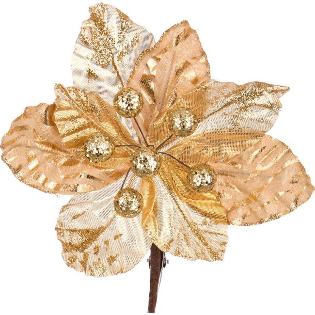 ЦВЕТОК ИСКУССТВЕННЫЙ "ПУАНСЕТИЯ" АРТИ-М 241-1001 НА КЛИПСЕ ДЛИНА=17 СМ