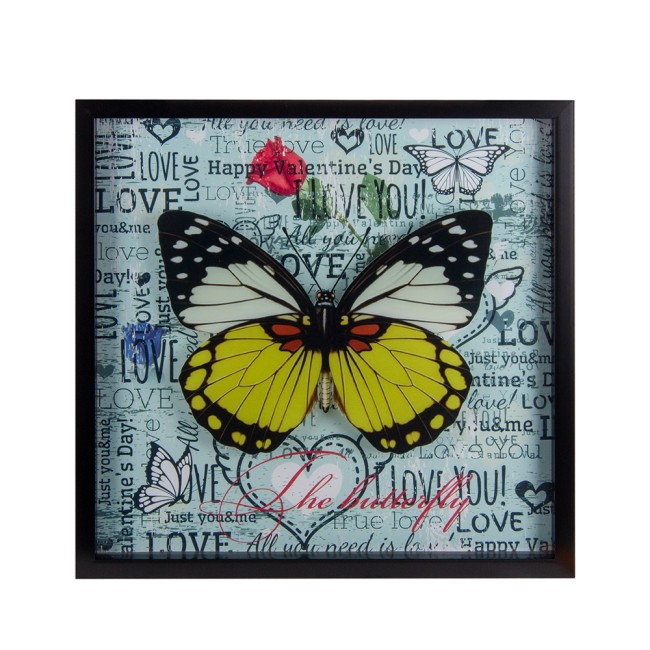 Панно из полим матер на стекле Бабочка 64х64 см 50110-18-4U