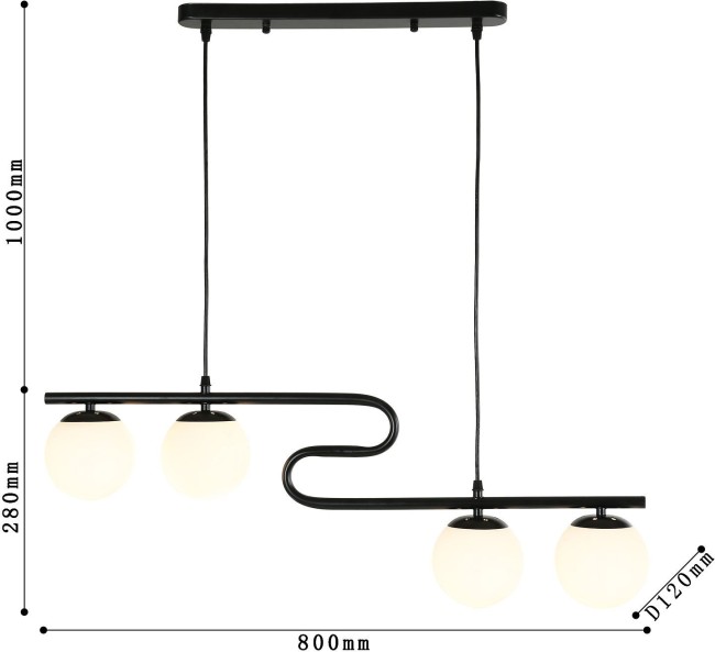 Люстра подвесная 4036-4P L800xW120xH280/1280, 4xE14LEDx5W