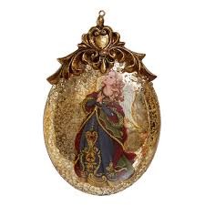 Игрушка ёлочная "Ангел" овал, стекло, 14см GLT702