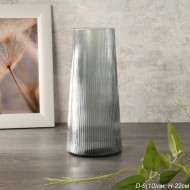 Ваза для цветов 22 см серая с золотой каймой / WRD-108 /730395