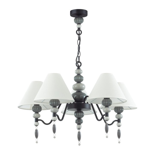 Люстра 4896/5 MODERN ODL_EX23 25 черный матов./серый/молочный металл/керамика/ткань E14 5*40W SOCHI
