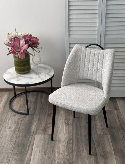 Стул JANETY UF998-14 светло-серый, букле / черный каркас (от 2-х штук) 624M05382