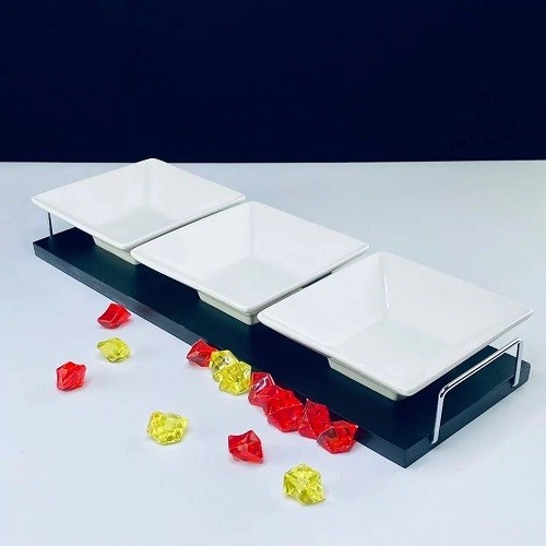 Набор из 3 салатников на подставке BIANCO Фарфор 118-040