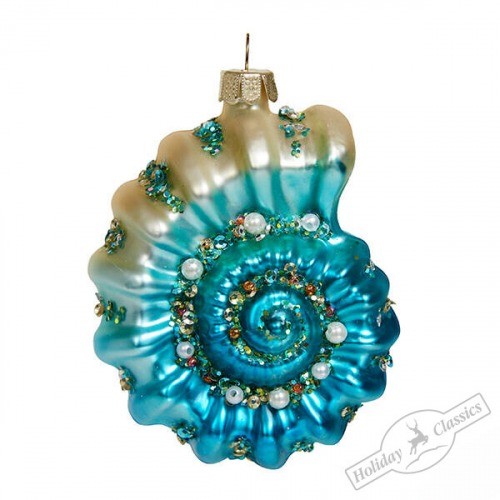 Игрушка ёлочная "Ракушка Аммонит",стекло,9,5см GLT954