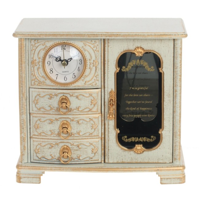 Шкатулка для украшений с часами, L21 W12 H19 см 714964