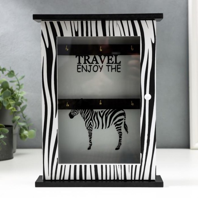 Ключница дерево 6 крючков "Зебра" 29х22,5х5,8 см   4525536