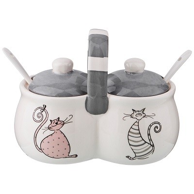 БАНКА ДЛЯ СЫП. ПРОДУКТОВ 230-290 КОЛЛЕКЦИЯ "СЧАСТЛИВОЕ СЕМЕЙСТВО" 2*250 МЛ+2 ЛОЖК 2*230 МЛ