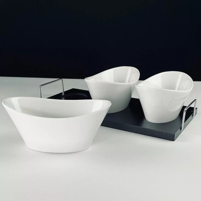 Набор из 3 салатников 14см на подставке BIANCO Фарфор 118-042