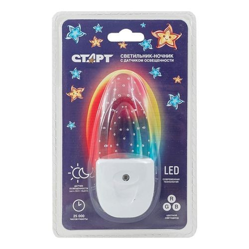 Ночник светодиод. СТАРТ NL LED RGB 0.3W КАПЛЯ фотосенсор
