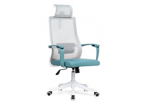 Компьютерное кресло MORE Gray+Blue/BX378 gray back mesh (XL-01),blue seat(XL-02),white base 15798