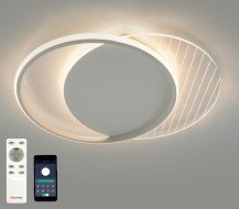 Управляемая светодиодная люстра AMATO 60W 2R-APP-400x505x52-WHITE/WHITE/CLEAR-220-IP20 круг