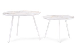 Набор столиков Ватсония/Локо сет/столеш.Стекло АУРУМ/Столешница МДФ бел шагрень/Металл БЕЛЫЙ 500010