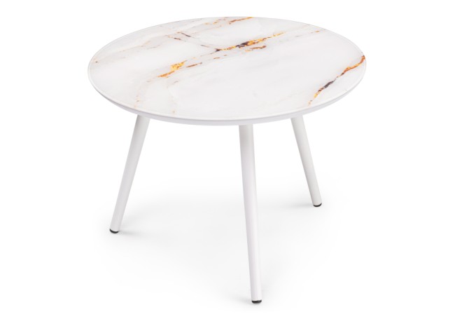 Набор столиков Ватсония/Локо сет/столеш.Стекло АУРУМ/Столешница МДФ бел шагрень/Металл БЕЛЫЙ 500010