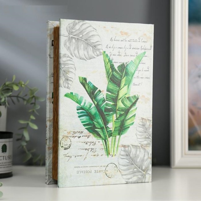 Шкатулка-книга "Монстера" 4785040 зеркало 26х17,5х5 см дерево кожзам