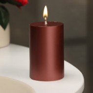 Свеча-цилиндр гладкая,5х7,5 см, пальмовый воск, винная, металлик, 6 ч 9889604