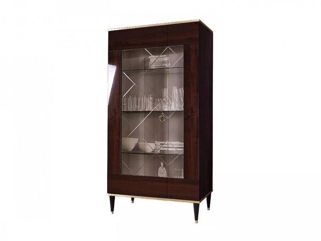 Витрина 2-ств. Римини (правая) РМВ2-2С (Орех Орегон Лак + золото)