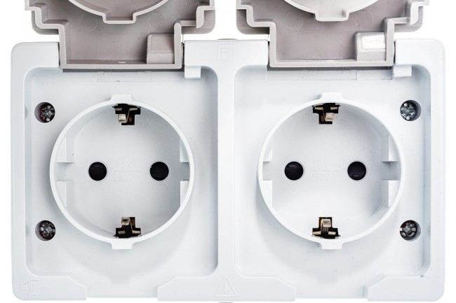 Розетка ОУ Вуокса 2 мест. (блок горизонтальный) 16А серый IP54 SQ1803-0008