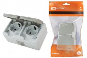 Розетка ОУ Вуокса 2 мест. (блок горизонтальный) 16А серый IP54 SQ1803-0008