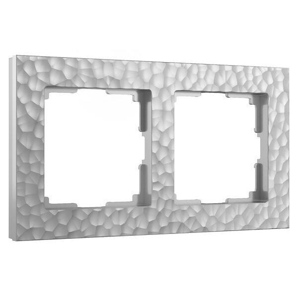 Рамка из пластика на 2 поста Hammer серебряный W0022406