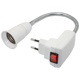 Переходник вилка-патрон Е27 гибкий 300 мм с выкл белый APF7SWEAY