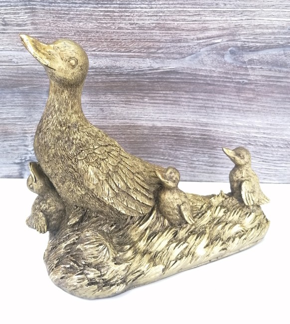 Утка-мама с детьми F1036/2 Н-24 см, L-28 см БРОНЗА