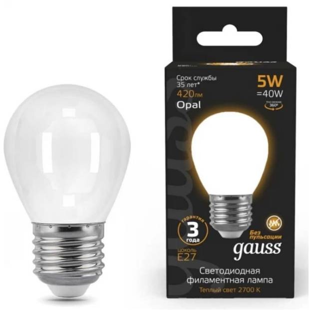 Лампа светодиодная GAUSS Fill Шар OPAL 5W 2700K E27 105202105